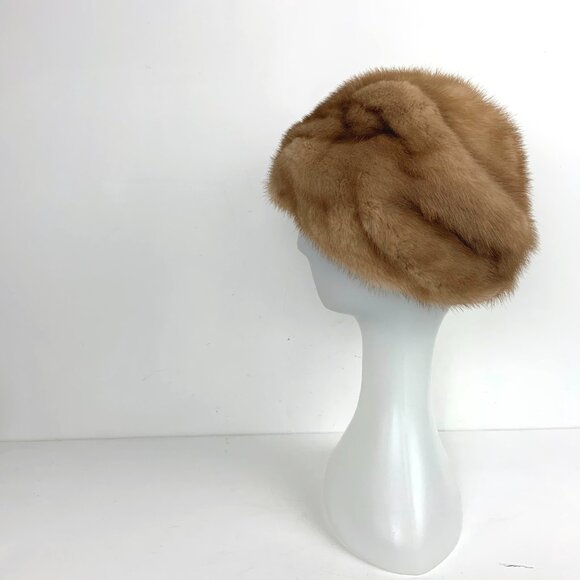 Pastel Mink Fur Hat Bucket Style Genuine Fur Sz 22" - Picture 11 of 15